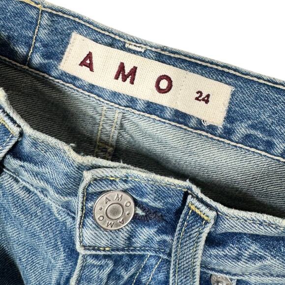 AMO Denim Jane Jeans Yesterday 24 Patchwork Flare Leg Repurposed Designer - Picture 9 of 12